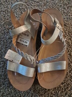 Women’s Silver Braided Strap Sandals